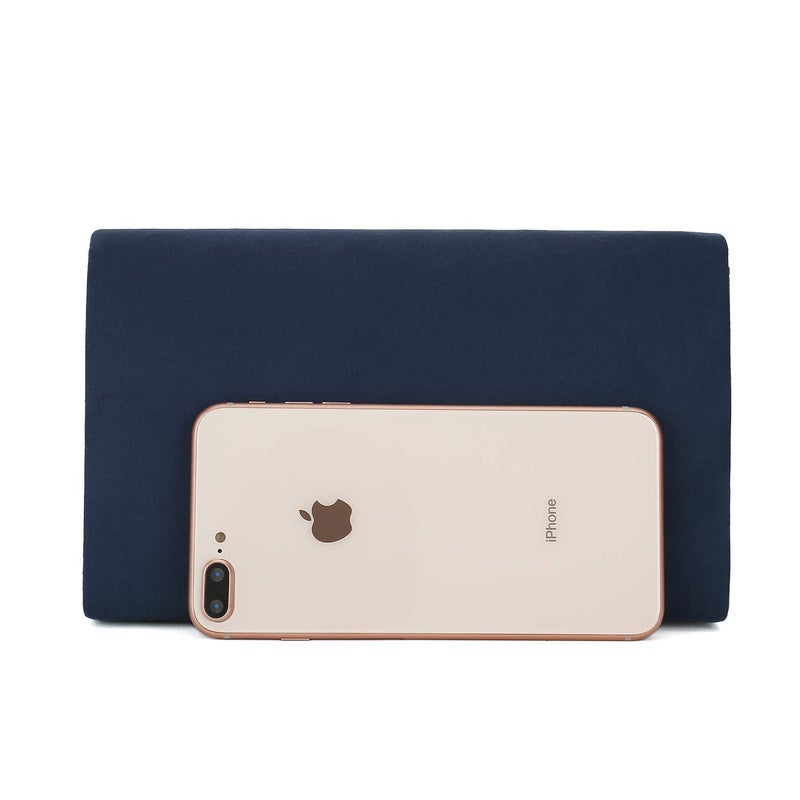CHARMING TAILOR Faux Suede Clutch Bag Elegant Metal Binding Evening Bag for Wedding/Prom/Black-tie Events (Navy) - Image 4
